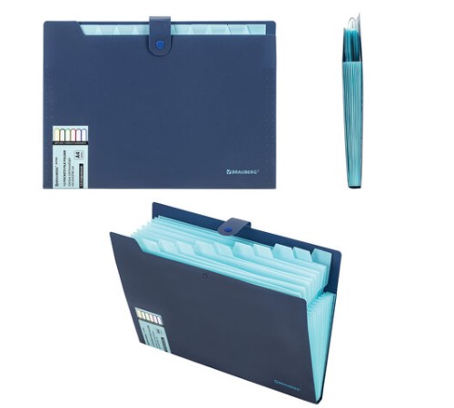 Папка-органайзер на кнопке 12 отделений, BRAUBERG 