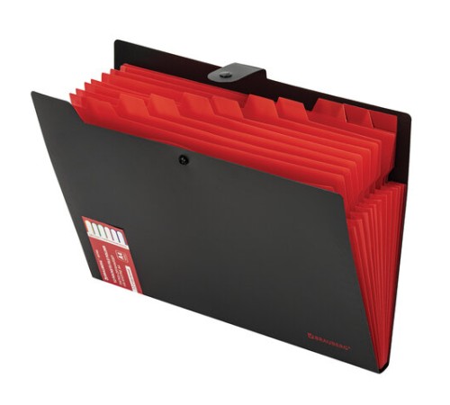 Папка-органайзер на кнопке 12 отделений, BRAUBERG 