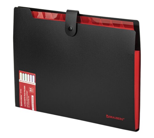 Папка-органайзер на кнопке 12 отделений, BRAUBERG 