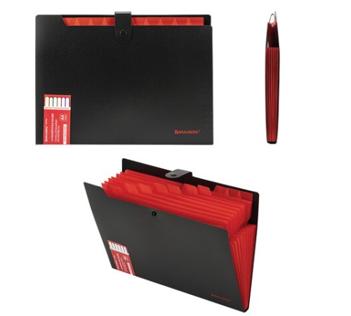 Папка-органайзер на кнопке 12 отделений, BRAUBERG 