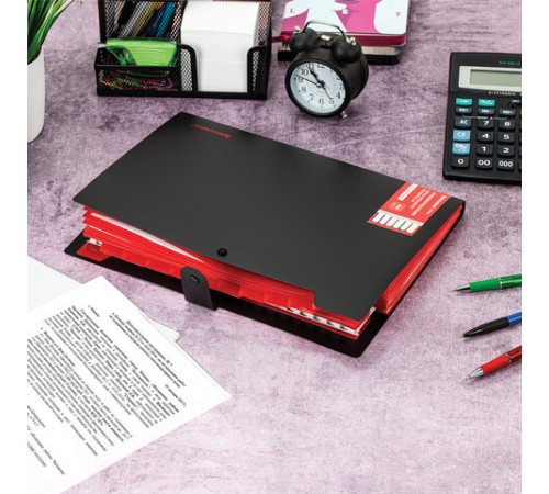 Папка-органайзер на кнопке 12 отделений, BRAUBERG 