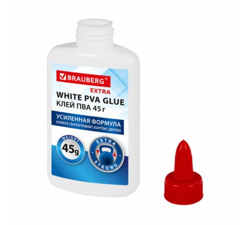 Клей ПВА, усиленный, BRAUBERG Extra (бумага, фотографии, картон, дерево), 45 г, 271938