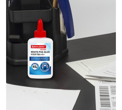 Клей ПВА, усиленный, BRAUBERG Extra (бумага, фотографии, картон, дерево), 45 г, 271938