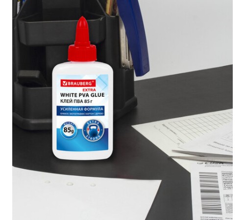 Клей ПВА УСИЛЕННЫЙ BRAUBERG Extra (бумага, фотографии, картон, дерево), 85 г, 271939