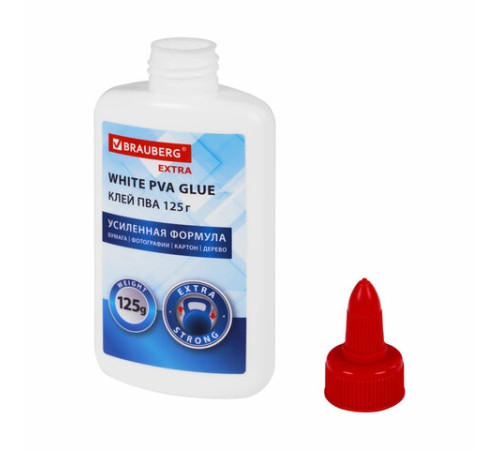Клей ПВА, усиленный, BRAUBERG Extra (бумага, фотографии, картон, дерево), 125 г, 271940