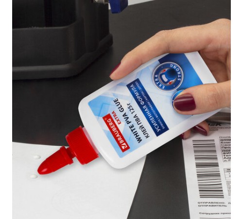 Клей ПВА, усиленный, BRAUBERG Extra (бумага, фотографии, картон, дерево), 125 г, 271940