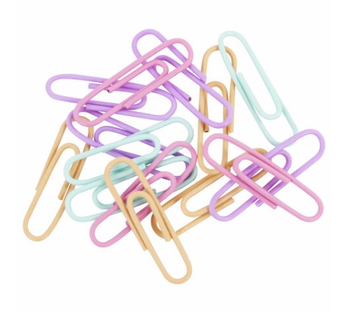 Скрепки BRAUBERG PASTEL, 28 мм, пастельные цвета, 100 шт., в пластиковой коробке, 271956