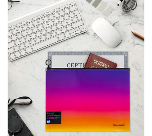 Папка-конверт расширяющаяся на молнии BRAUBERG 