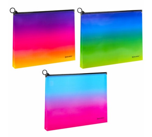 Папка-конверт расширяющаяся СУПЕР КОМПЛЕКТ 3 ШТ. на молнии BRAUBERG 