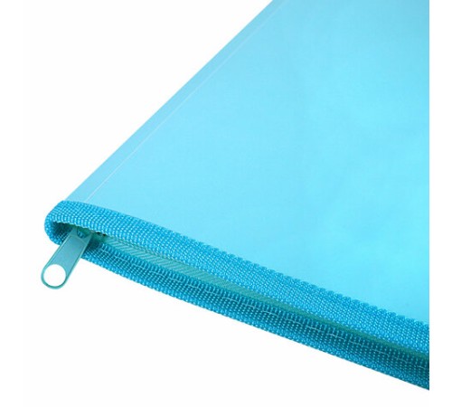 Папка объемная на молнии пластиковая BRAUBERG PASTEL, А4, 330х240 мм, 600 мкм, цвет аквамарин, 271970