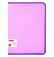 Папка объемная на молнии пластиковая BRAUBERG PASTEL, А4, 330х240 мм, 600 мкм, цвет лиловый, 271971