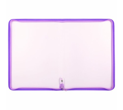 Папка объемная на молнии пластиковая BRAUBERG PASTEL, А4, 330х240 мм, 600 мкм, цвет лиловый, 271971