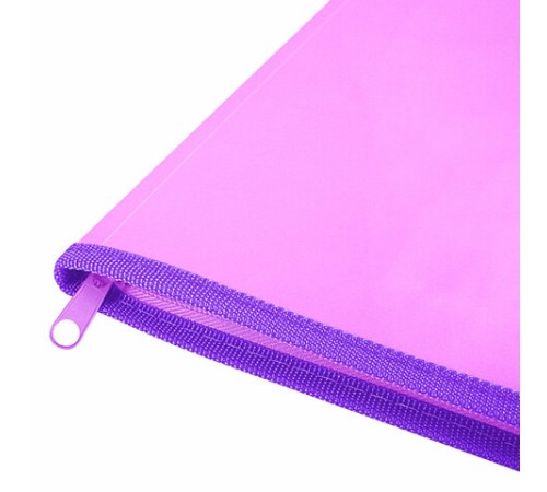 Папка объемная на молнии пластиковая BRAUBERG PASTEL, А4, 330х240 мм, 600 мкм, цвет лиловый, 271971