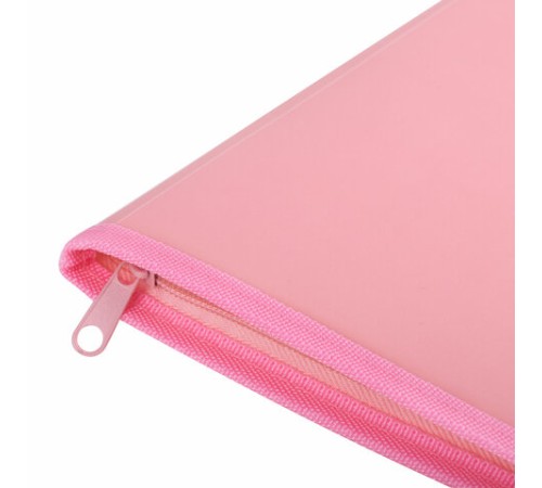 Папка объемная на молнии пластиковая BRAUBERG PASTEL, А4, 330х240 мм, 600 мкм, цвет персиковый, 271972