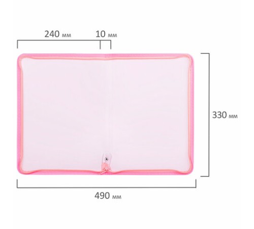 Папка объемная на молнии пластиковая BRAUBERG PASTEL, А4, 330х240 мм, 600 мкм, цвет персиковый, 271972