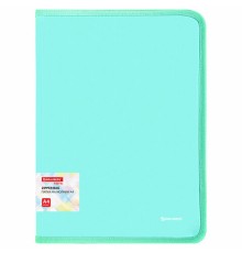 Папка объемная на молнии пластиковая BRAUBERG PASTEL, А4, 330х240 мм, 600 мкм, цвет мятный, 271973