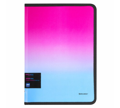Папка объемная на молнии пластиковая BRAUBERG 