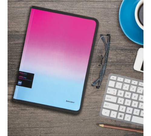 Папка объемная на молнии пластиковая BRAUBERG 