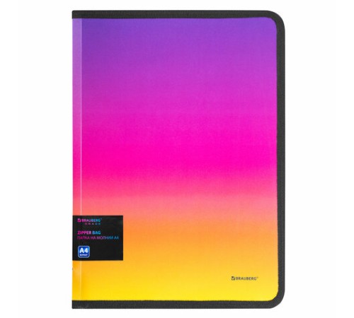 Папка объемная на молнии пластиковая BRAUBERG 