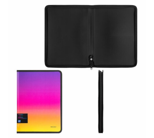 Папка объемная на молнии пластиковая BRAUBERG 