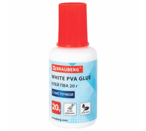 Набор клея BRAUBERG (клей-карандаш PVP 10 г, клей ПВА 45 г, клей ПВА 20 г с кисточкой), блистер, 271978