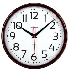 Часы настенные TROYKATIME (TROYKA) 91931912, круг, белые, коричневая рамка, 23х23х4 см