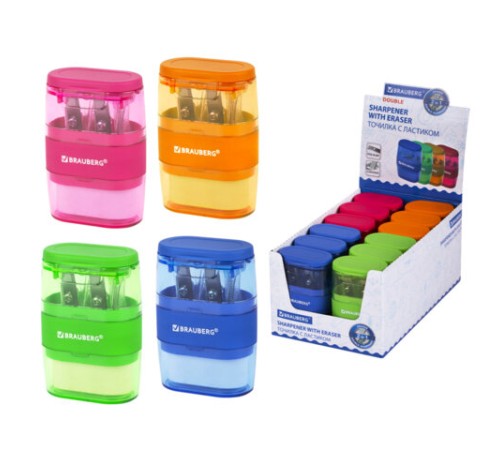 Точилка с ластиком 2 в 1 BRAUBERG 