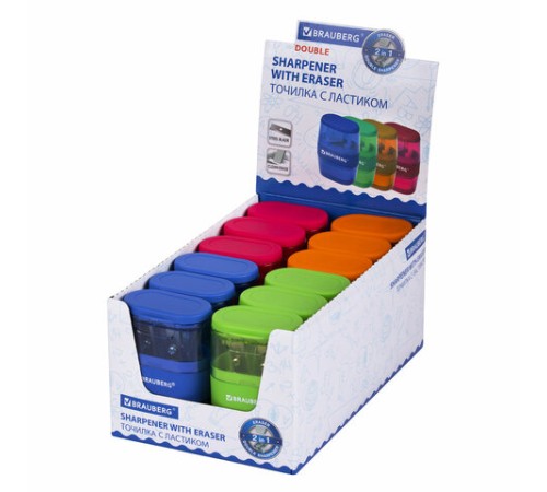 Точилка с ластиком 2 в 1 BRAUBERG 