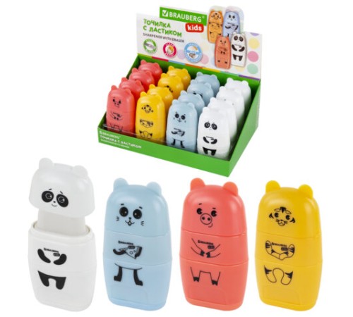 Точилка с ластиком 2 в 1 BRAUBERG KIDS 