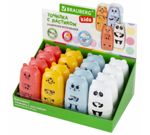 Точилка с ластиком 2 в 1 BRAUBERG KIDS 