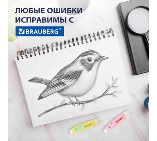 Ластики выдвижные с кистью 2 в 1 BRAUBERG 