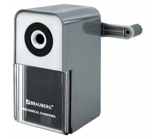 Точилка механическая BRAUBERG CLASSIC, для чернографитных и цветных карандашей, корпус светло-серый, 272002
