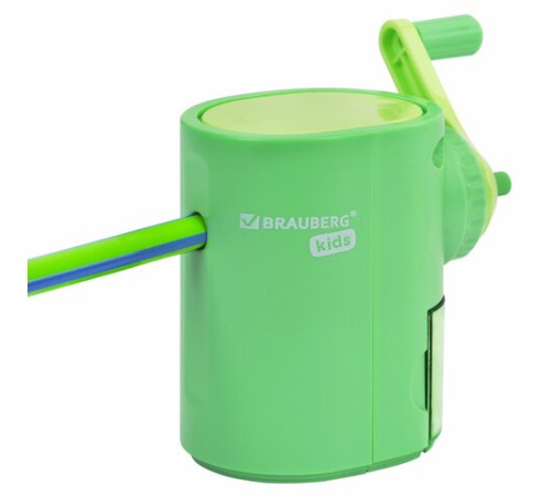Точилка механическая BRAUBERG KIDS, для простых и цветных карандашей, корпус мятный, крепление к столу, 272003