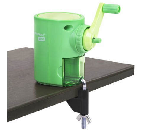 Точилка механическая BRAUBERG KIDS, для простых и цветных карандашей, корпус мятный, крепление к столу, 272003