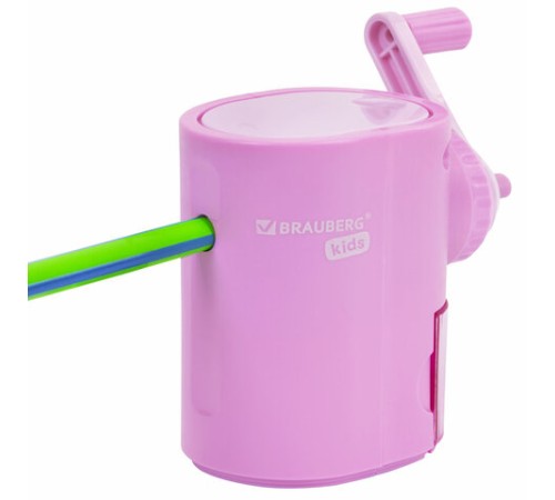 Точилка механическая BRAUBERG KIDS, для простых и цветных карандашей, корпус лавандовый, крепление к столу, 272004