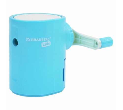 Точилка механическая BRAUBERG KIDS, для простых и цветных карандашей, корпус голубой, крепление к столу, 272005