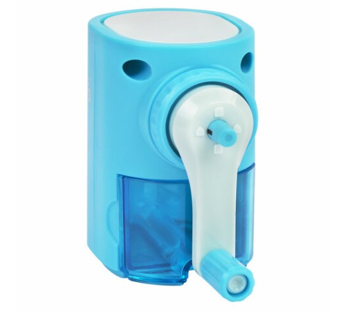 Точилка механическая BRAUBERG KIDS, для простых и цветных карандашей, корпус голубой, крепление к столу, 272005