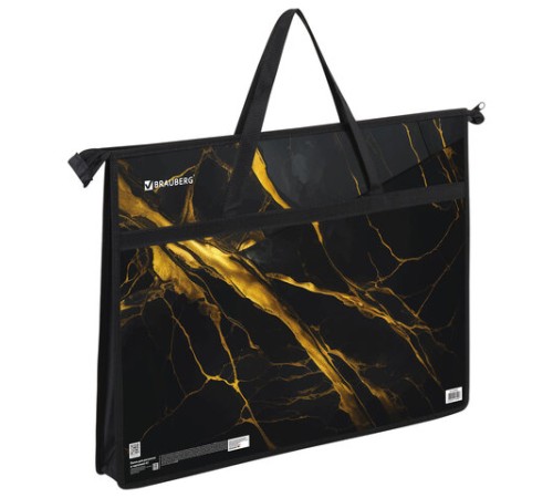 Папка для рисунков и чертежей с ручками BRAUBERG А3, пластик, молния сверху, 