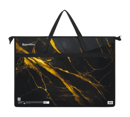 Папка для рисунков и чертежей с ручками BRAUBERG А3, пластик, молния сверху, 