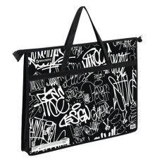 Папка для рисунков и чертежей с ручками BRAUBERG А3, пластик, молния сверху, 