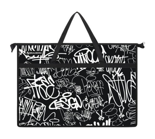 Папка для рисунков и чертежей с ручками BRAUBERG А3, пластик, молния сверху, 