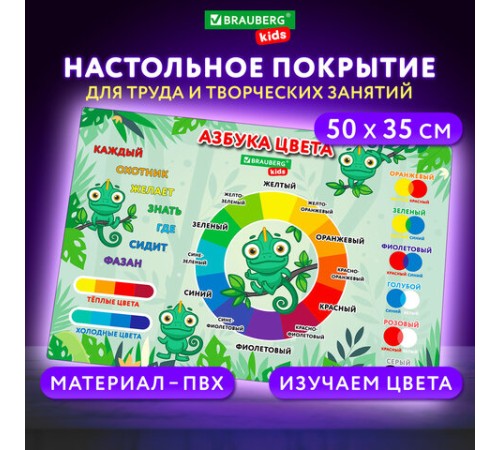 Настольное покрытие BRAUBERG KIDS для труда и творческих занятий, ПВХ, 