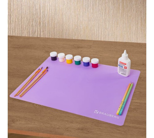 Настольное покрытие BRAUBERG для труда и творческих занятий, силикон, фиолетовое, 30х40 см, 273375, 272375