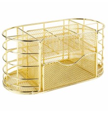 Органайзер для косметики и мелочей металлический 9 секций, MONTE VITA (МОНТЕ ВИТА), 105х218х110 мм, золото, 272475