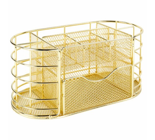 Органайзер для косметики и мелочей металлический 9 секций, MONTE VITA (МОНТЕ ВИТА), 105х218х110 мм, золото, 272475