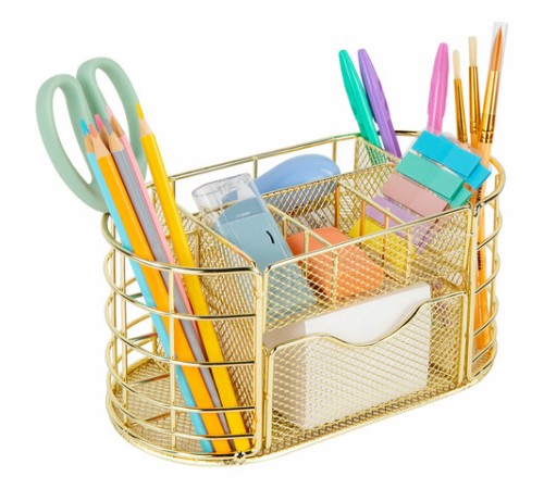 Органайзер для косметики и мелочей металлический 9 секций, MONTE VITA (МОНТЕ ВИТА), 105х218х110 мм, золото, 272475