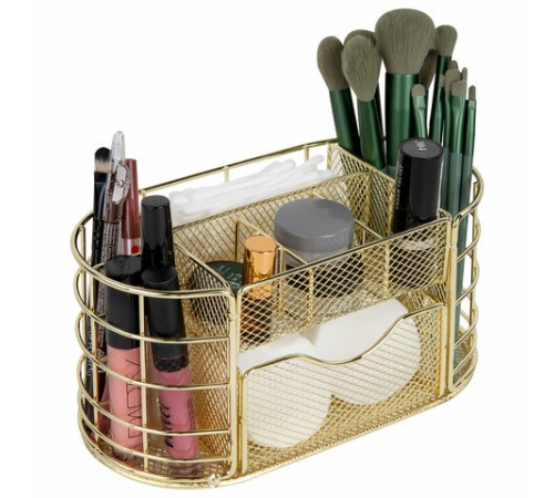 Органайзер для косметики и мелочей металлический 9 секций, MONTE VITA (МОНТЕ ВИТА), 105х218х110 мм, золото, 272475