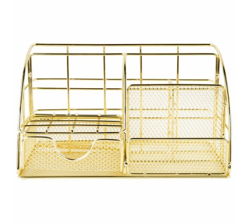 Органайзер для косметики и мелочей металлический 5 секций, MONTE VITA (МОНТЕ ВИТА), 140х220х127 мм, золото, 272477
