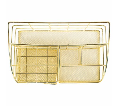 Органайзер для косметики и мелочей металлический 5 секций, MONTE VITA (МОНТЕ ВИТА), 140х220х127 мм, золото, 272477