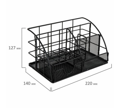 Органайзер для косметики и мелочей металлический 5 секций, MONTE VITA (МОНТЕ ВИТА), 140х220х127 мм, чёрный, 272478
